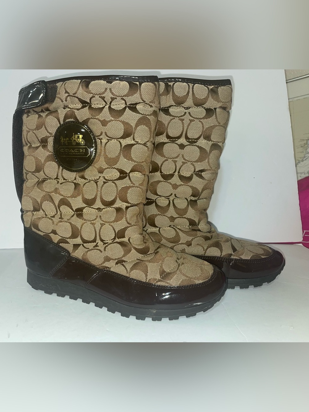 Coach Signature Monogram Puffer Snow Boots Designer Y2K